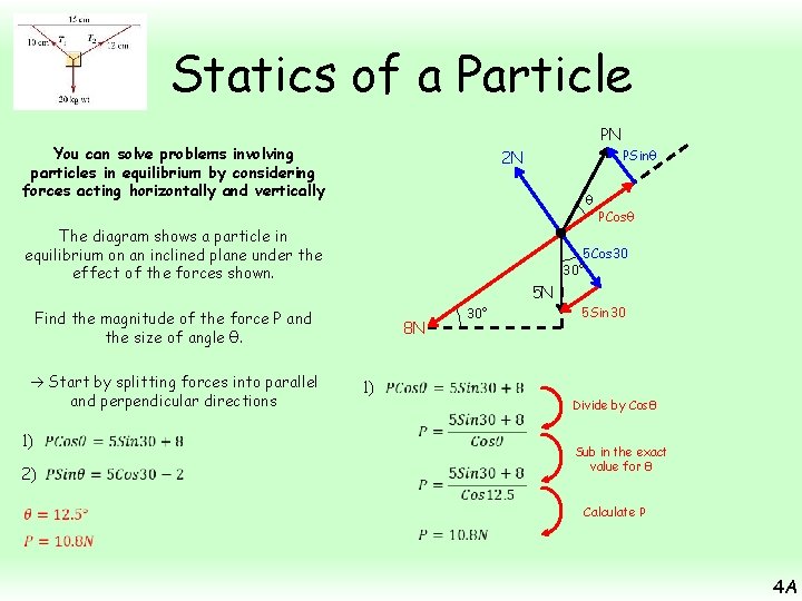 Statics of a Particle PN You can solve problems involving particles in equilibrium by