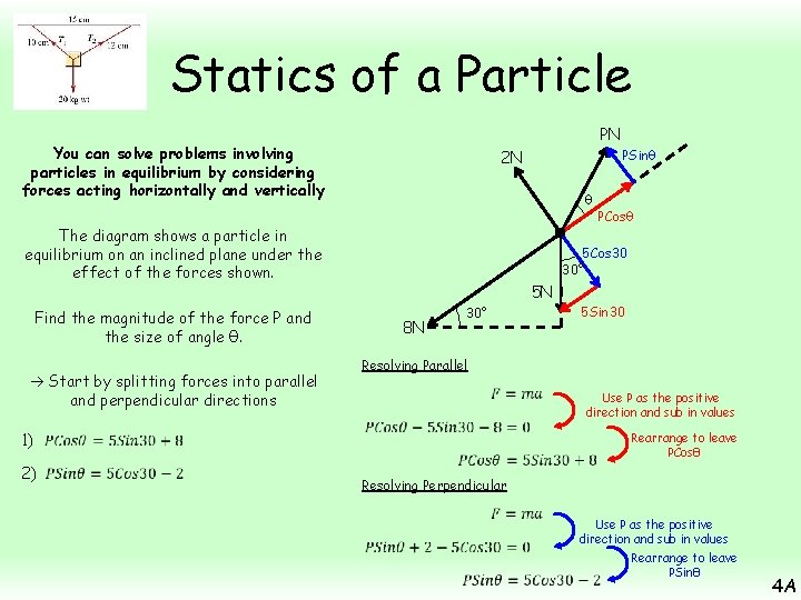 Statics of a Particle PN You can solve problems involving particles in equilibrium by