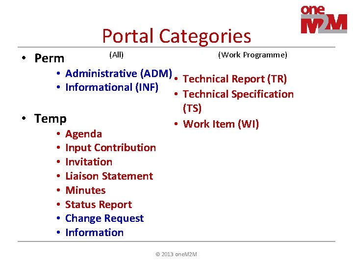 Portal Categories • Perm (All) (Work Programme) • Administrative (ADM) • Technical Report (TR)