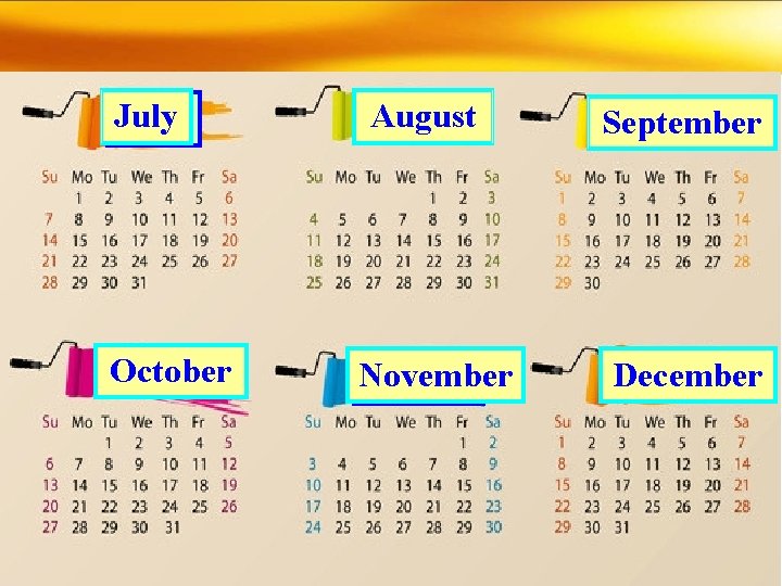 July 七月 August 八月 October 十月 November 十一月 September 九月 December 十二月 