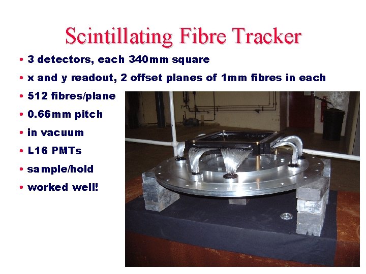 Scintillating Fibre Tracker • 3 detectors, each 340 mm square • x and y