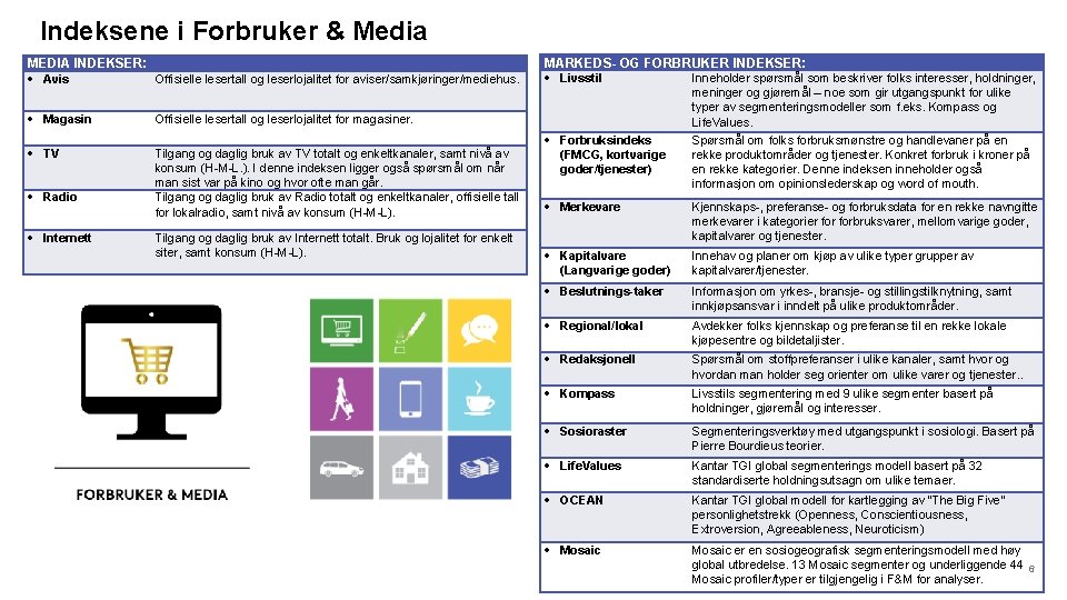 Indeksene i Forbruker & Media MEDIA INDEKSER: Avis Offisielle lesertall og leserlojalitet for aviser/samkjøringer/mediehus.