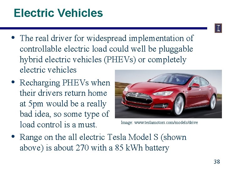 Electric Vehicles • • • The real driver for widespread implementation of controllable electric