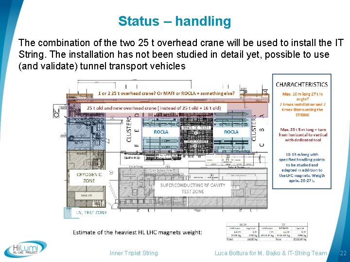 Status – handling The combination of the two 25 t overhead crane will be