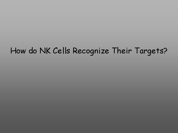 How do NK Cells Recognize Their Targets? 