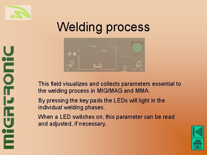 Welding process This field visualizes and collects parameters essential to the welding process in