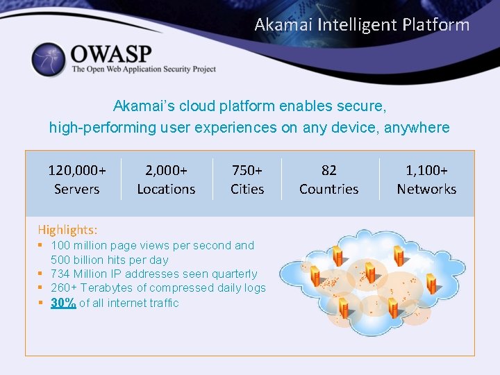 Akamai Intelligent Platform Akamai’s cloud platform enables secure, high-performing user experiences on any device,