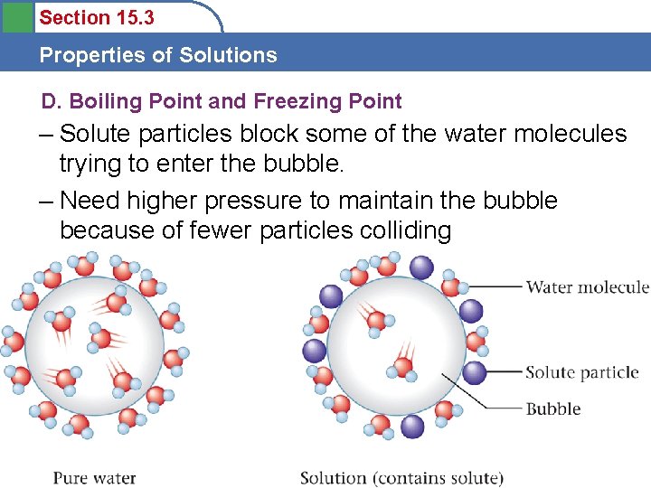 Section 15. 3 Properties of Solutions D. Boiling Point and Freezing Point – Solute
