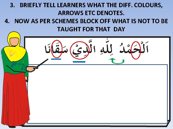 3. BRIEFLY TELL LEARNERS WHAT THE DIFF. COLOURS, ARROWS ETC DENOTES. 4. NOW AS