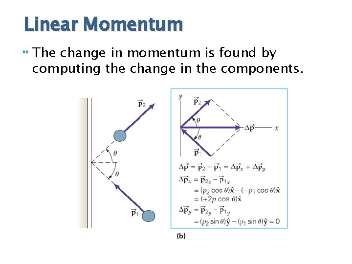 Linear Momentum The change in momentum is found by computing the change in the
