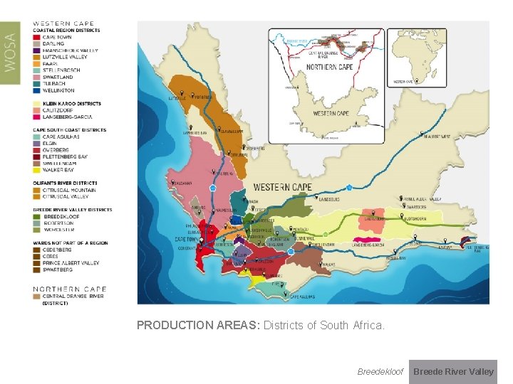 PRODUCTION AREAS: Districts of South Africa. Breedekloof Breede River Valley 