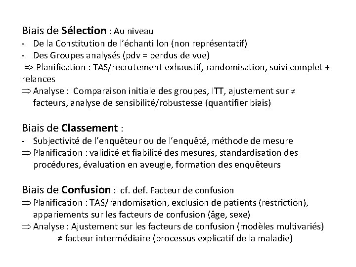 Biais de Sélection : Au niveau - De la Constitution de l’échantillon (non représentatif)