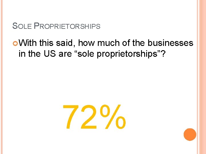 SOLE PROPRIETORSHIPS With this said, how much of the businesses in the US are