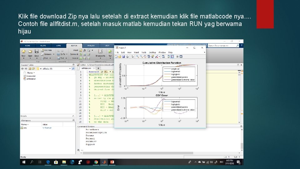 Klik file download Zip nya lalu setelah di extract kemudian klik file matlabcode nya.