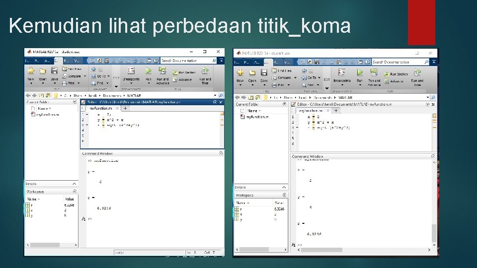 Kemudian lihat perbedaan titik_koma 