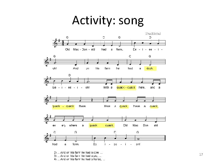 Activity: song 17 