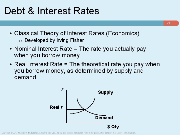 Debt & Interest Rates 3 -30 • Classical Theory of Interest Rates (Economics) o
