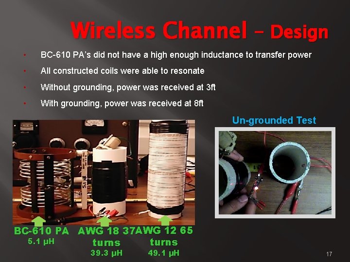 Wireless Channel – Design • BC-610 PA’s did not have a high enough inductance