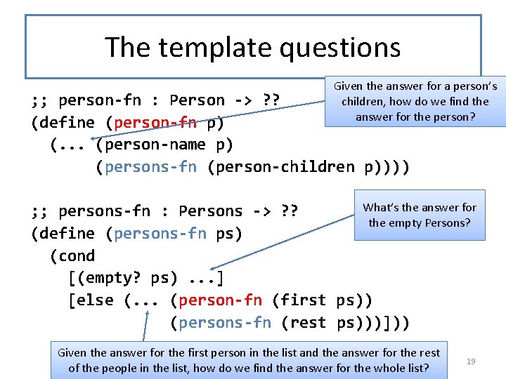The template questions And here the Given the answer forare a person’s template as