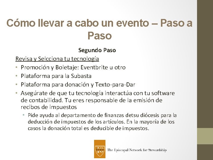 Cómo llevar a cabo un evento – Paso a Paso Segundo Paso Revisa y