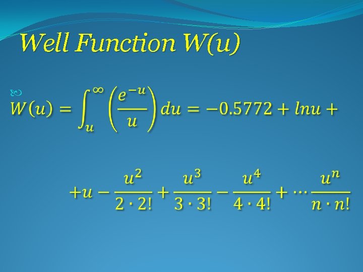 Well Function W(u) 