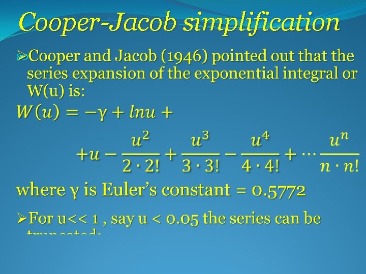 Cooper-Jacob simplification 