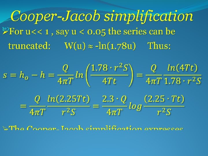 Cooper-Jacob simplification 