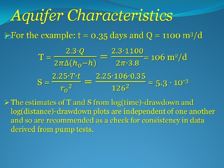 Aquifer Characteristics 