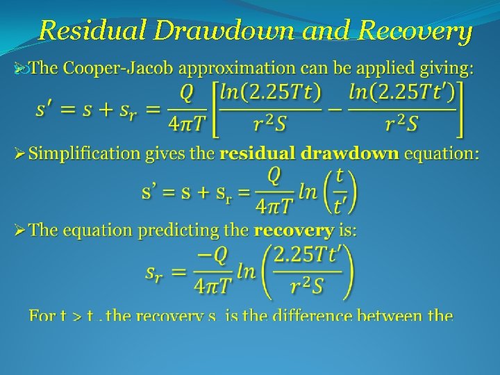 Residual Drawdown and Recovery 