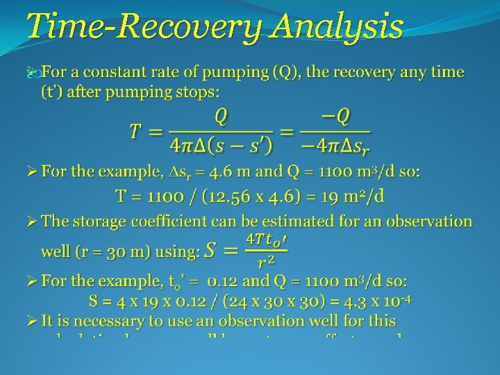 Time-Recovery Analysis 