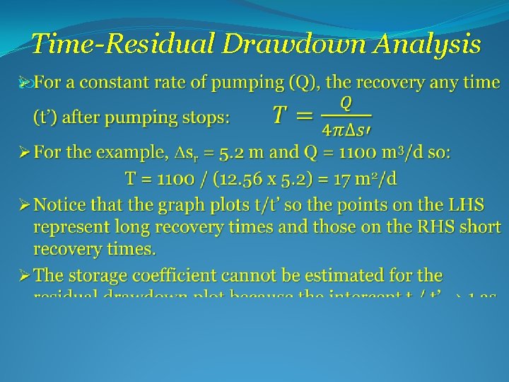 Time-Residual Drawdown Analysis 