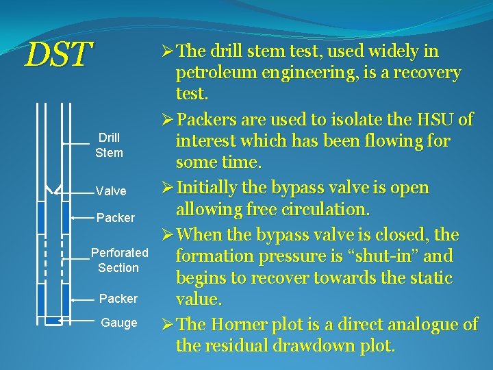 DST Drill Stem Valve Packer Perforated Section Packer Gauge Ø The drill stem test,