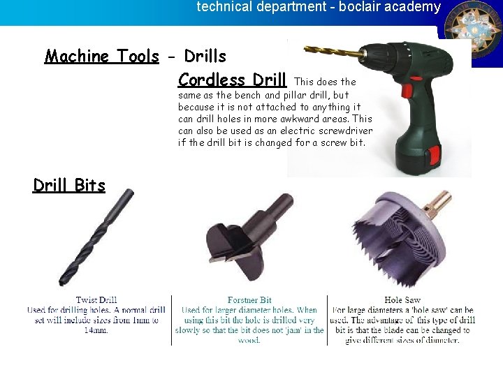 technical department - boclair academy Machine Tools - Drills Cordless Drill This does the