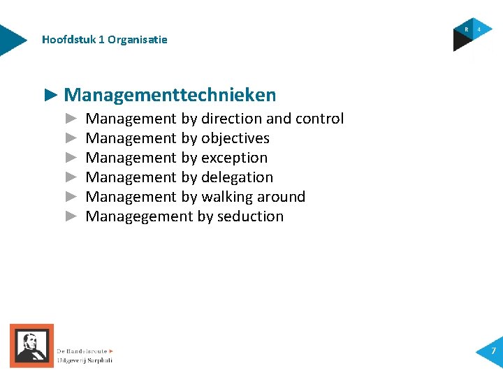 Hoofdstuk 1 Organisatie ► Managementtechnieken ► ► ► Management by direction and control Management