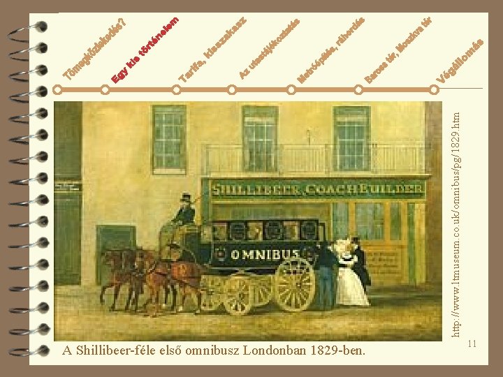 http: //www. ltmuseum. co. uk/omnibus/pg/1829. htm A Shillibeer-féle első omnibusz Londonban 1829 -ben. 11