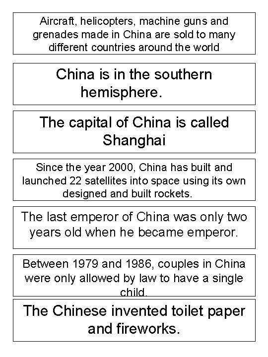 Aircraft, helicopters, machine guns and grenades made in China are sold to many different