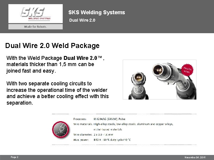 SKS Welding Systems Dual Wire 2. 0 Weld Package With the Weld Package Dual