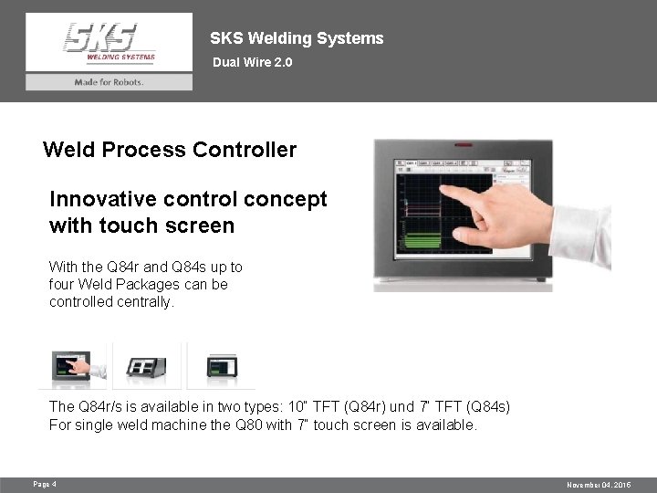 SKS Welding Systems Dual Wire 2. 0 Weld Process Controller Innovative control concept with