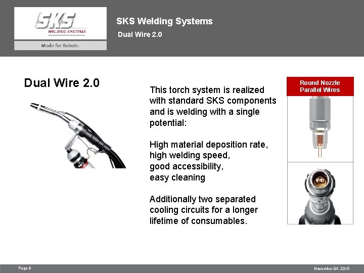 SKS Welding Systems Dual Wire 2. 0 This torch system is realized with standard