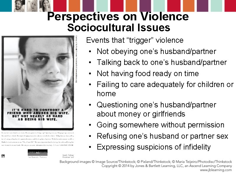 Perspectives on Violence Sociocultural Issues Events that “trigger” violence • Not obeying one’s husband/partner Perspectives on Violence Sociocultural Issues Events that “trigger” violence • Not obeying one’s husband/partner