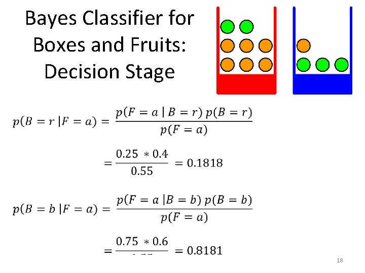 Bayes Classifier for Boxes and Fruits: Decision Stage • 18 