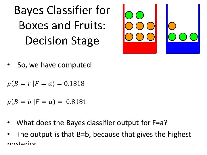 Bayes Classifier for Boxes and Fruits: Decision Stage • 19 