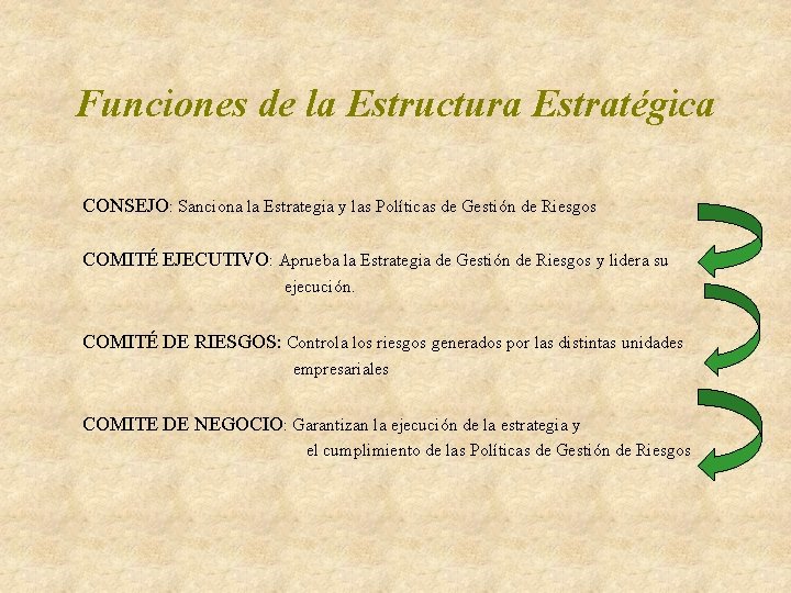 Funciones de la Estructura Estratégica CONSEJO: Sanciona la Estrategia y las Políticas de Gestión Funciones de la Estructura Estratégica CONSEJO: Sanciona la Estrategia y las Políticas de Gestión