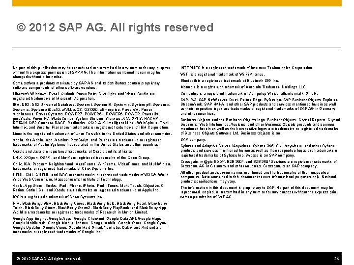 © 2012 SAP AG. All rights reserved No part of this publication may be