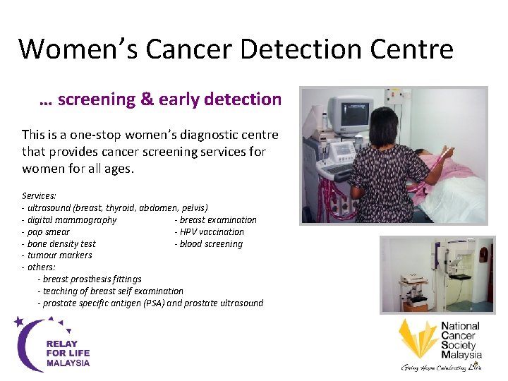 Women’s Cancer Detection Centre … screening & early detection This is a one-stop women’s