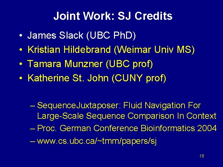 Joint Work: SJ Credits • • James Slack (UBC Ph. D) Kristian Hildebrand (Weimar