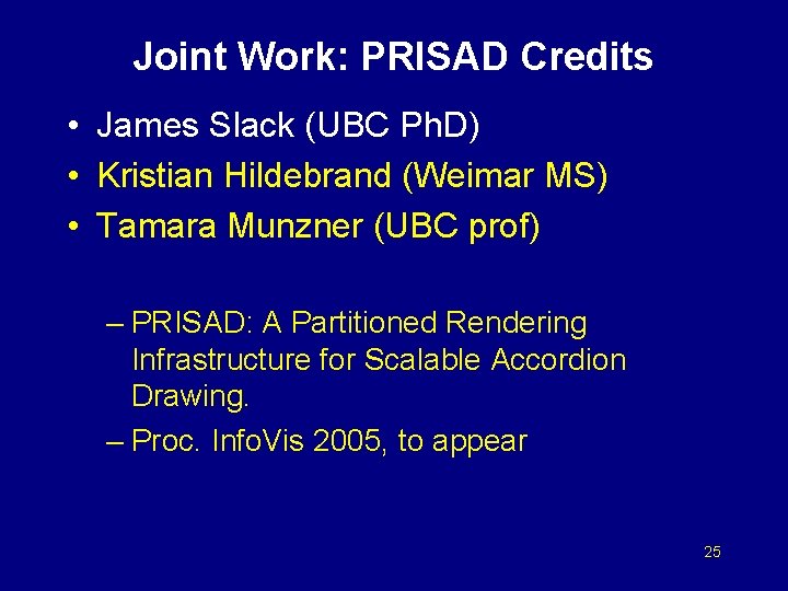 Joint Work: PRISAD Credits • James Slack (UBC Ph. D) • Kristian Hildebrand (Weimar