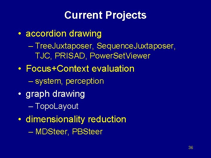 Current Projects • accordion drawing – Tree. Juxtaposer, Sequence. Juxtaposer, TJC, PRISAD, Power. Set.