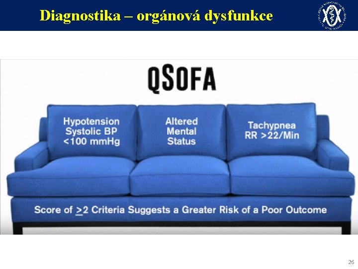 Diagnostika – orgánová dysfunkce 26 