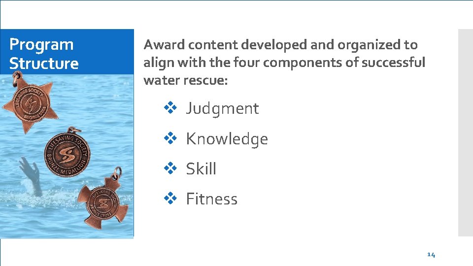 Program Structure Award content developed and organized to align with the four components of